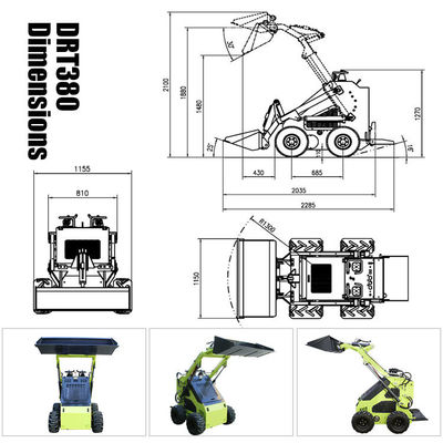 0.15 M3 Mini chargeur à guidage par glissement à essence avec certification MOOG cylindre hydraulique
