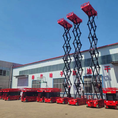 Capacité de chargement nominale de 320 kg Plateforme hydraulique à ciseaux auto-propulsée personnalisée avec roue en caoutchouc