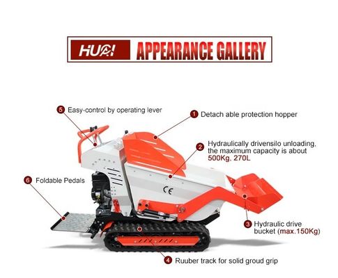 Tracé Crawler Mini Dumper Truck 860 kg Max. Masse de fonctionnement 360 kg Poids de la machine