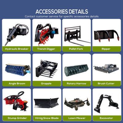 Construction Diesel Mini tracé skid chargeur avec pièces jointes Seau pompe hydraulique Huade