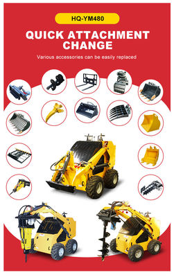 Puissant chargeur de direction mini-skid de 500 kg avec piste 15,7 kW et puissance maximale 17,1 kW